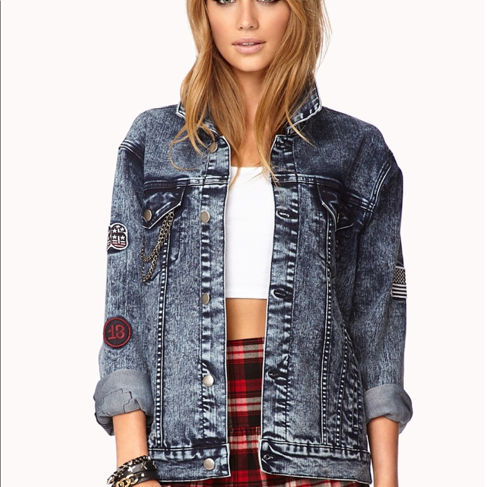 Denim jacket with cute patches
